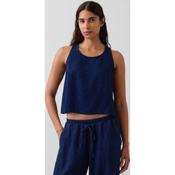 Γυναικείο Αμάνικο Τοπ από Βαμβακερή Γάζα Tapestry navy blue wash
