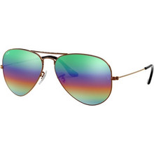 Ray-Ban RB3025 9018/C3 Ανδρικά Γυαλιά Ηλίου Aviator Μεταλλικά Χρυσά με Πολύχρωμο Καθρέπτη Φακό