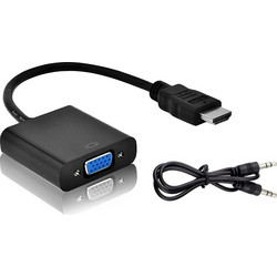POWERTECH αντάπτορας HDMI σε VGA CAB-H071, με audio jack, μαύρο, 0.20m