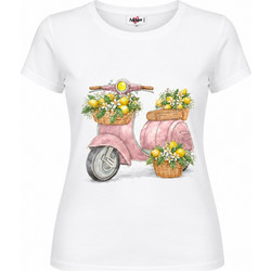 Agape Γυναικείο T-Shirt με σχέδιο Spring Vespa Βαμβάκι Ροζ