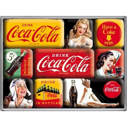 Nostalgic Μαγνητάκια Coca-Cola - Yellow Mix 83072 Πολύχρωμα Mεταλλικά Ρετρό Σετ 9 τμχ σε διάφανη συσκευασία δώρου 10x7x2 cm