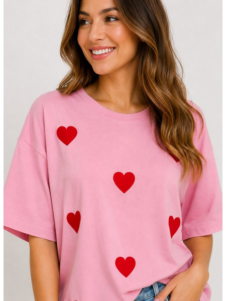 Heart T-Shirt Oversized Pink