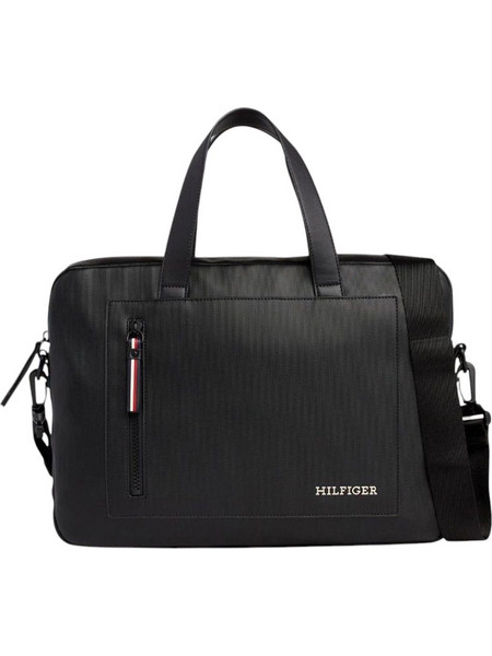 Tommy Hilfiger - Ανδρική Τσάντα Χαρτοφύλακας Pique Slim AM0AM11784-BDS Μαύρο