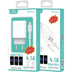 Leewello CDQ-100 Φορτιστής με Καλώδιο USB-C με Θύρα USB-A 18W