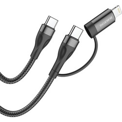 BX61 2-in-1 Source PD charging data cable(Type-C to Type-C/Lightning) black 1m Μαύρο Braided