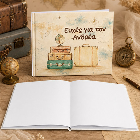 Προσωποποιημένο Βιβλίο Ευχών Βάπτισης Vintage Ταξίδι