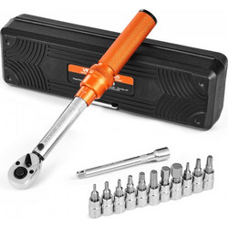 VEVOR Click Torque Wrench Set, 1/4Inch Drive, 20-200lbf-in/2.3-22.6N.m, Dual-direction and Dual Range Scales, 72-Tooth, 3% High Precision, with Bit Sockets, Extension Bar, for Dicycle Repair, Πορτοκαλ