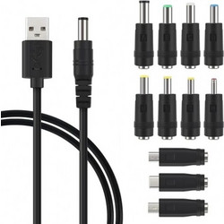 Καλώδιο USB Power NORDIC - USB-A male / DC 5.5 x 2.5 mm με 10 έξτρα Αντάπτορες - 1m USB2-107
