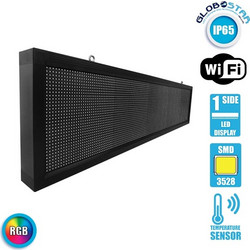 GLOBOSTAR(R) DISPLAY 90285 Κυλιόμενη Ψηφιακή Επιγραφή 160x32cm P10 Μονής Όψης LED AC 220-240V Αδιάβροχο IP65 RGB - WiFi Control μέσω FK APP - Αισθητήρας Θερμοκρασίας & Υγρασίας - Μ168 x Π9 x Υ40cm