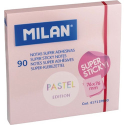 Milan Αυτοκόλλητα Χαρτάκια Σημειώσεων Super Sticky 76x76mm Pastel Pink (325-01106-41711P890)