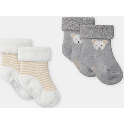 Σετ Βρεφικές Κάλτσες για Νεογέννητα Grey Bear 2 τμχ ΕΚΡΟΥ
