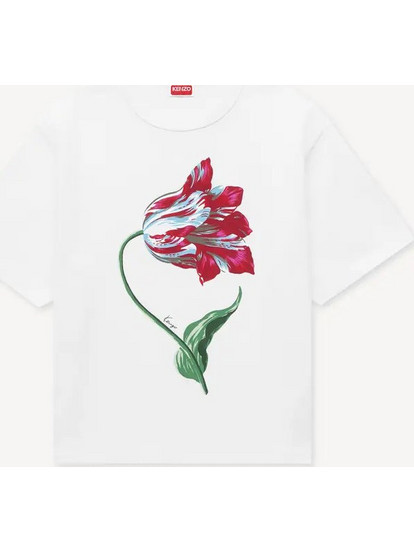 KENZO off white 'KENZO Tulip' loose t-shirt