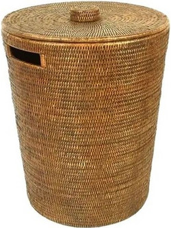 Καλάθι Απλύτων Καφέ Rattan Με Καπάκι Zelia (40x50 cm)