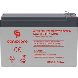 Conexpro BATTERY AGM 12V, 9AH, Lifetime 10 Years, Faston 6,3mm, Deep Cycle
