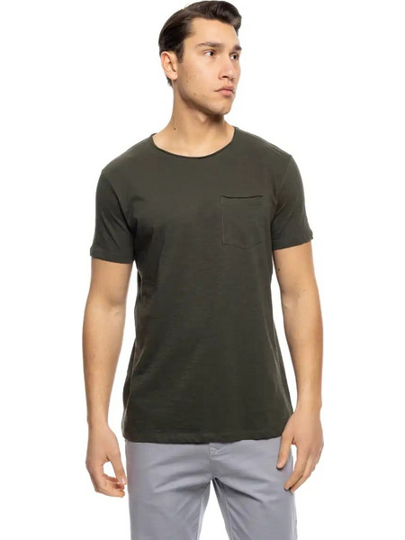 ST' Ανδρικό βαμβακερο t-shirt με τσέπη 53-206-022 DK GREEN