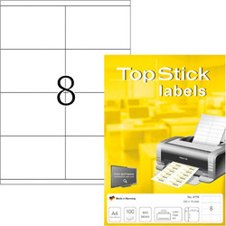 Αυτοκόλλητες Ετικέτες Topstick 105x70mm 8 ετικέτες/φύλλο 100 φύλλα 8770