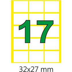 ΕΤΙΚΕΤΕΣ ΛΕΥΚΕΣ Νο17 32Χ27ΜΜ (15 ΣΤΟ ΦΥΛΛΟ) -(ΣΑΚΟΥΛΑΚΙ ΜΕ 40 ΦΥΛΛΑ)