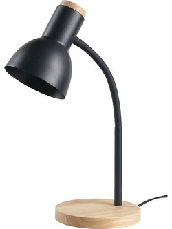 Φωτιστικό Γραφείου LED JOLLY E27 40W IP20 με Ξύλινη Βάση Φ12.5x17x36 Μαύρο Σώμα 5301620 VITO