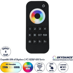 GLOBOSTAR SKYDANCE-RT10 71544 RF Ασύρματο Χειριστήριο Αφής 4 Group για όλα τα Πολύχρωμα RGBW+WW SKYDANCE Controller - DC 3V 2 x AAA IP20 - RF2.4Ghz - Μ12.2 x Π5.3 x Υ1.7cm