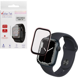 VOLTE-TEL ALUMINIUM TEMPERED GLASS APPLE WATCH 7/8/9 45mm 3D CURVED 1.9in 0.30mm FULL COVER & INSTALLATION TOOL PINK VOLTE-TEL