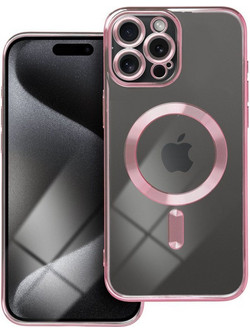 Forcell iPhone 12 Pro Max MagSafe Electro Θήκη Με Πλαίσιο Σιλικόνης Διάφανη - Rose Gold