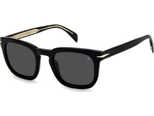David Beckham DB7076/S 807/IR Ανδρικά Γυαλιά Ηλίου Τετράγωνα Κοκάλινα Μαύρα με Μαύρο Polarized Φακό
