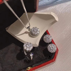 Peach Jewerly Γυναικείο Σετ Κοσμημάτων Από Ανοξείδωτο Ατσάλι 304 Με Ζιργκόν Ασημί
