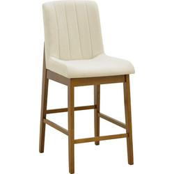 Σκαμπό μπαρ Dalby pakoworld καρυδί rubberwood και εκρού ύφασμα 50x45x102,5εκ