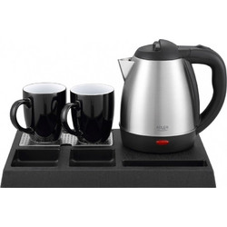 Adler AD 1354 Hotel kettle stainless steel 1.2 L + tray with cups black, steel AD 1354