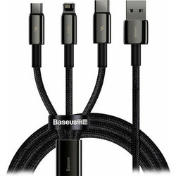 Baseus Tungsten 3in1 Cable USB - USB Type C / Lightning / micro USB 3.5 A 1.5m Black (CAMLTWJ-01)