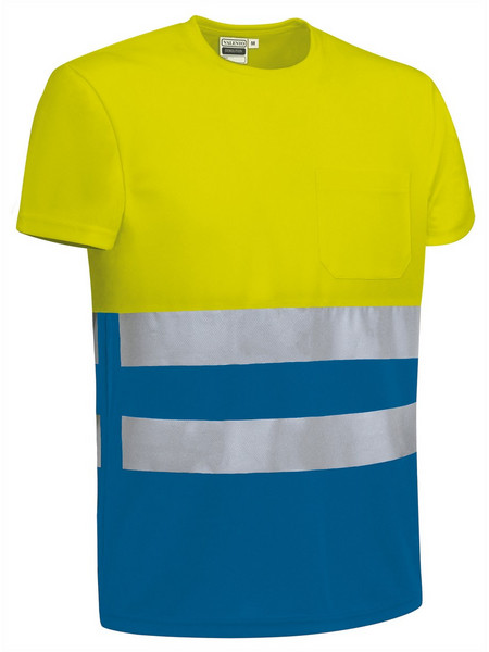 T-Shirt Υψηλής Ορατότητας DEMOLITION Valento Fluo Yellow-Royal Blue
