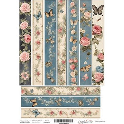 Craftistico Ριζόχαρτο Decoupage 30x40cm Λαμπάδας Λουλούδια Πεταλούδες