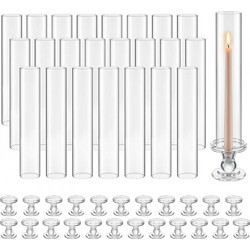 Σετ 24 κεριών VEVOR Hurricane, ύψους 320 mm, από διαφανές γυαλί με κωνικό σχήμα, κυλινδρικό γυαλί 2,36 ιντσών για γάμο, κεντρικό τραπέζι, πάρτι, διακόσμηση σπιτιού, προστασία από τον άνεμο