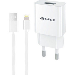 Awei C-832 Φορτιστής με Καλώδιο Lightning με Θύρα USB-A White