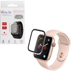 VOLTE-TEL TEMPERED GLASS APPLE WATCH 4/5/6/SE 40mm 3D CURVED ALUMINIUM 1.57" 0.30mm FULL COVER & INSTALLATION TOOL SILVER