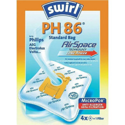 Swirl PH86/PH96 Σακούλες Σκούπας 4τμχ Συμβατές με Σκούπα AEG / Electrolux / Philips