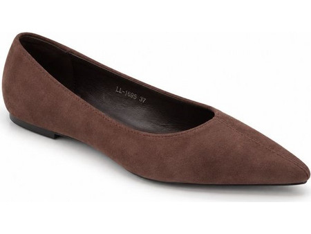 Elenross GS10335W-BRO Γυναικεία γόβα flat με σχέδιο V - Καφέ
