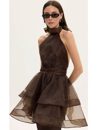 Ciel Concept Margot Organza Mini Φόρεμα Καφέ