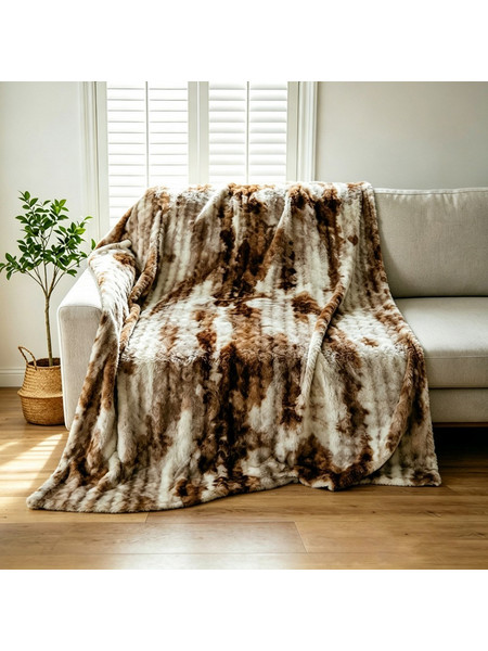 Κουβέρτα Καναπέ Γούνινη Onyx Brown Melinen 100X150cm Πολυέστερ