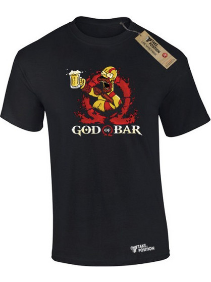 T-shirt ανδρικά με αστεία σχέδια βαμβακερά Takeposition God of Bar, Μαύρο/ 2XLARGE, 320-1581-02-prosf