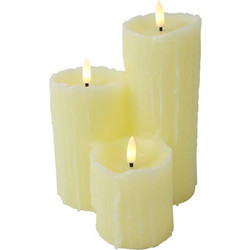 Κεριά σετ3 εκρού LED warm white/timer/remote/2xAA 14,5x21cm