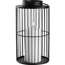 Φανάρι Με Φως Led Silenzio 043856L 26cm Black-White Leonardo Μέταλλο,Πλαστικό