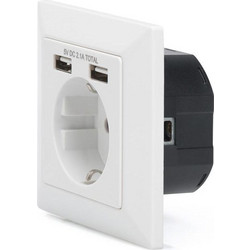 Πριζα τοίχου Digitus (250V 50Hz) with 2 USB-Ports (5V 2.1A) white