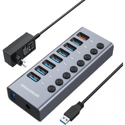 GrauGear G-HUB71-A USB Hub 3.0 USB-A με 8 Θύρες USB-A & Εξωτερική Παροχή Ρεύματος