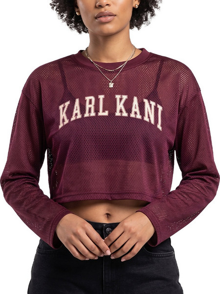 KARL KANI COLLEGE MESH CROPPED LONGSLEEVE KW263-005-1-VIOLET Μωβ