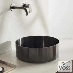 Voss Milo Επικαθήμενος Νιπτήρας Μπάνιου Στρογγυλός Inox 40cm Μαύρος 519-V1040-411