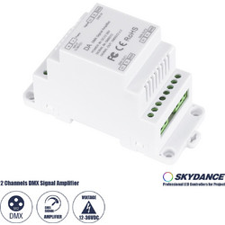 GLOBOSTAR(R) 73137 SKYDANCE DA NEXUS DIN Rail Splitter / Ενισχυτής Σήματος DMX 2CH DC 12-36V IP20 - DMX512 + Optical Isolation - M11xΠ4.8xΥ6.7cm