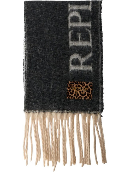 ΚΑΣΚΟΛ W REPLAY LEOPAR LOGO BLACK ECRU