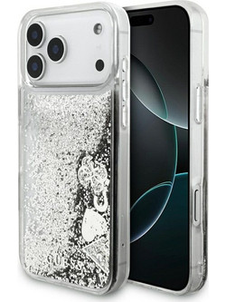 Guess Liquid Glitter 4G Charms Back Cover Silver (iPhone 18 Pro Max / 17 Pro Max)