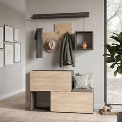 Έπιπλο εισόδου - παπουτσοθήκη Holdon Megapap sapphire oak/ανθρακί 120x36,5x87,5εκ